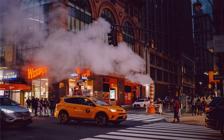 A New York City taxi at a... All Mac wallpaper
