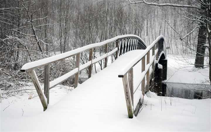 Bridge Covered In Snow All Mac wallpaper