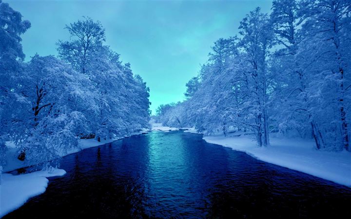 Cold Blue Winter River All Mac wallpaper