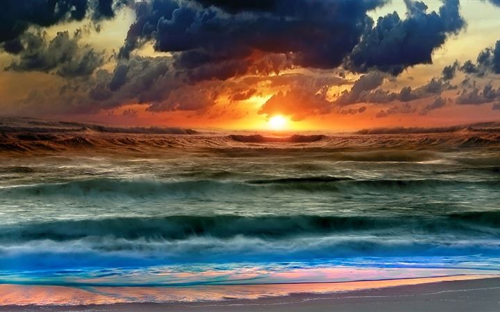 Full color sunset at sea All Mac wallpaper