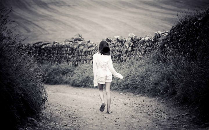 Girl Walking On Country Road All Mac wallpaper