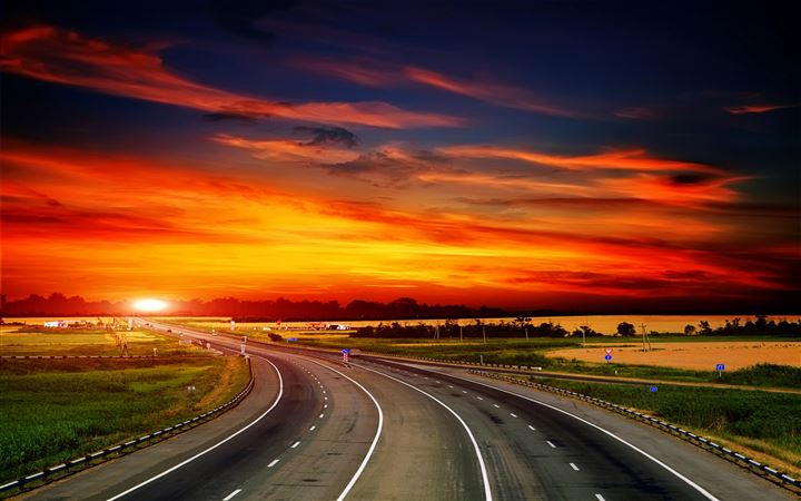 Highway at Sunset All Mac wallpaper