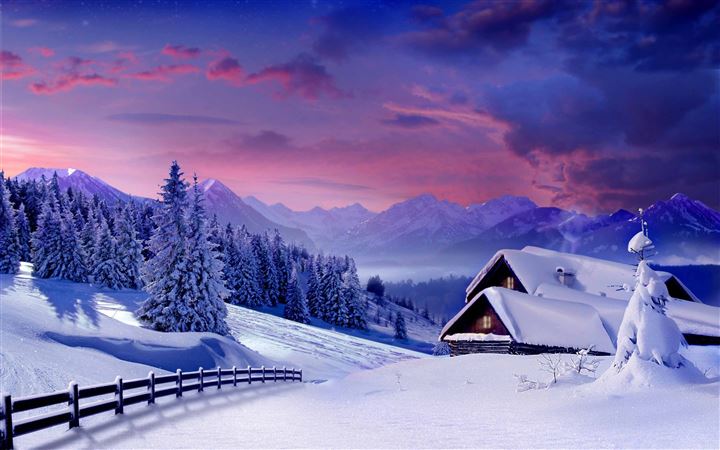 Houses Under Snow All Mac wallpaper