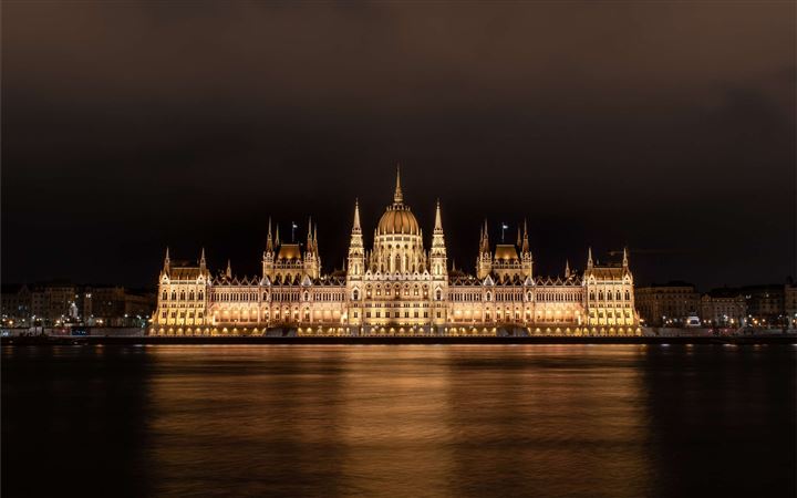 Hungarian Parliament building at night All Mac wallpaper