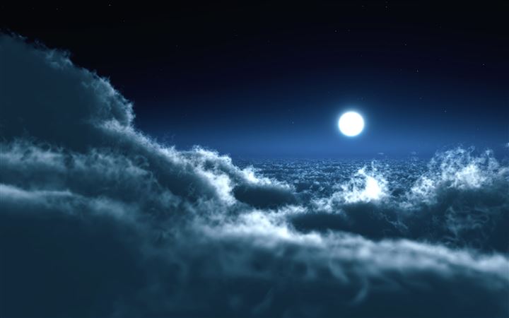 Moon Over Clouds All Mac wallpaper