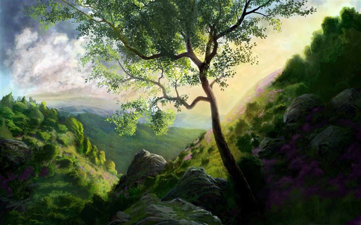 Mountain Scenery Painting All Mac wallpaper
