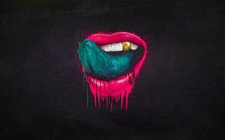 Red lips and green tongue All Mac wallpaper