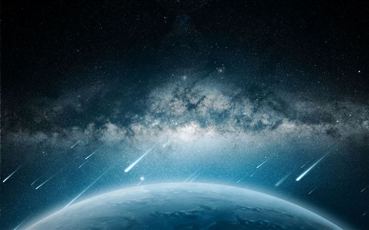 Space Meteorite Planet Rain All Mac wallpaper