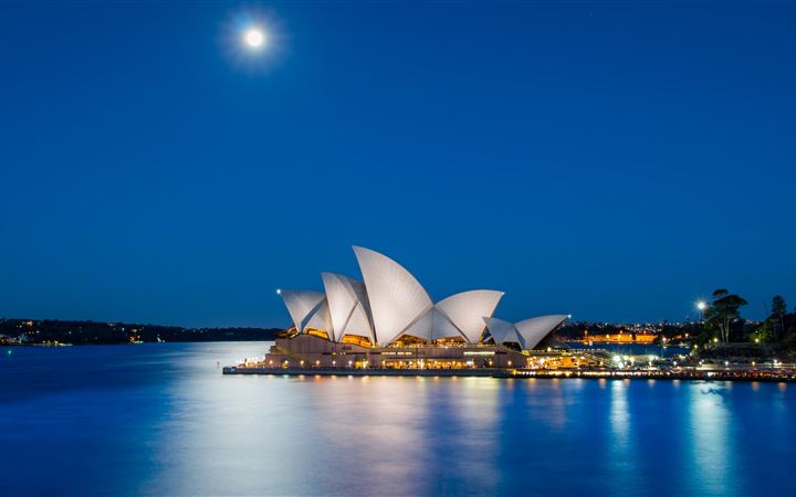 Sydney Opera House Australia during nighttime All Mac wallpaper