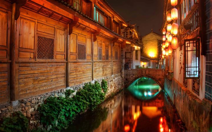 The Canals Of Lijiang At Night All Mac wallpaper