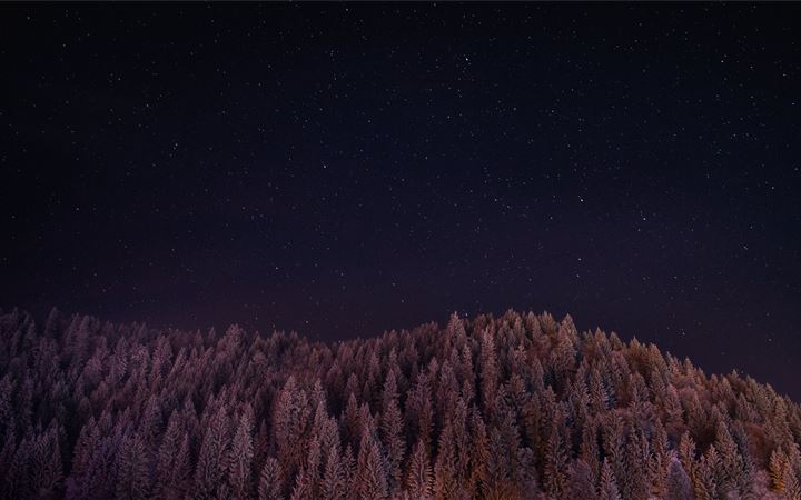 Wooded hill under stars All Mac wallpaper