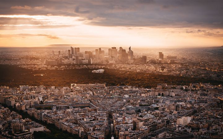 aerial view of city during golden hour MacBook Air wallpaper