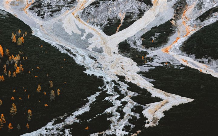 aerial view of frozen winter landscape 5k All Mac wallpaper