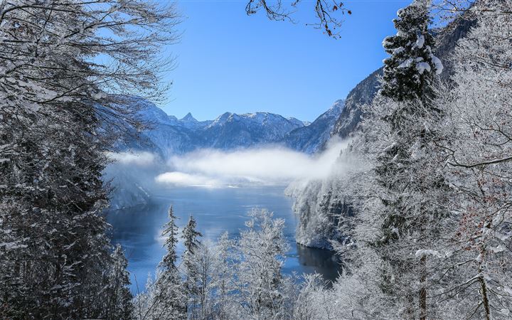 cold mountains range during winter MacBook Air wallpaper