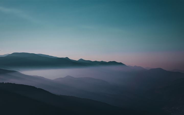 early morning fog sky mountains All Mac wallpaper