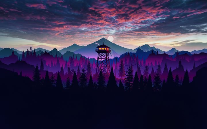 firewatch landscape purple sky All Mac wallpaper
