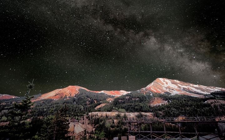 milky way above red mountains 8k All Mac wallpaper