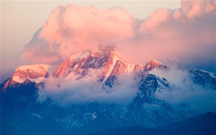 mountain covered with snow at daytime All Mac wallpaper