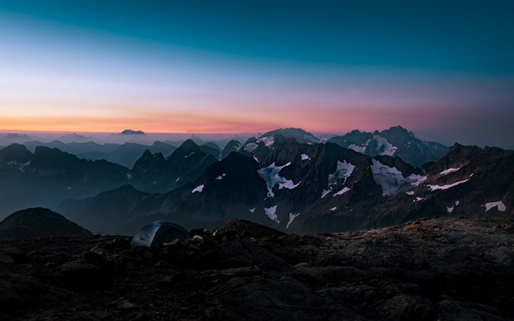 mountain range at sunset 5k MacBook Air wallpaper