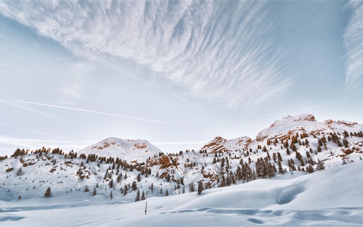 mountains covered in snow 5k All Mac wallpaper