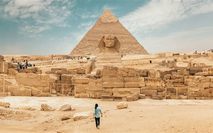 person walking near The Great Sphinx All Mac wallpaper