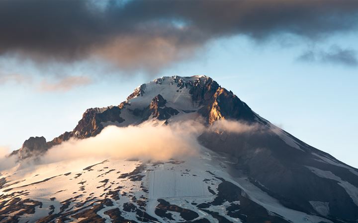 snow covered mountain under cloudy sky during dayt All Mac wallpaper