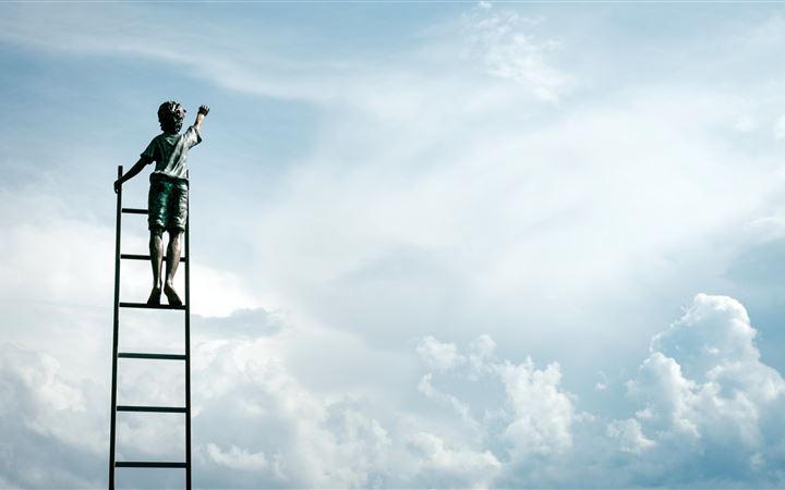 Ladder to sky clouds MacBook Pro wallpaper