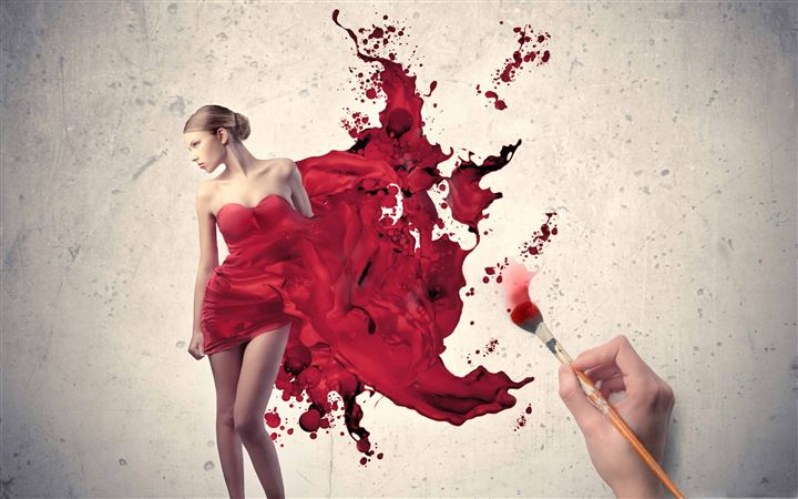 Painting The Woman In Red MacBook Pro wallpaper