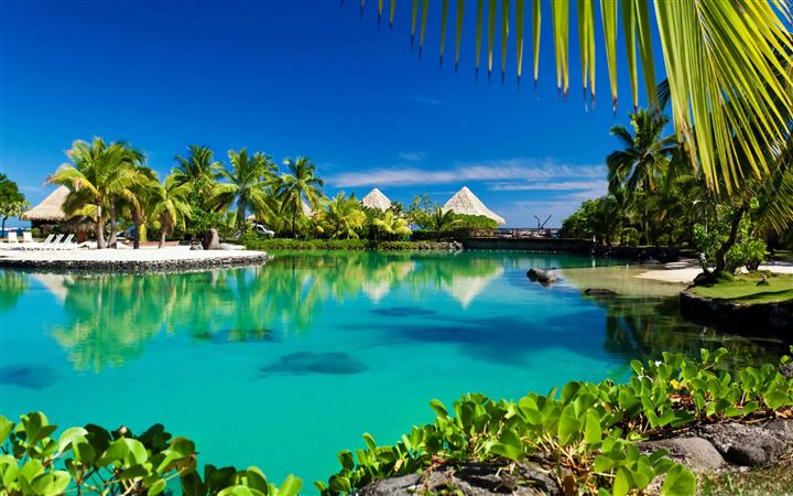 Tropical Island Swimming Pool Resort MacBook Pro wallpaper