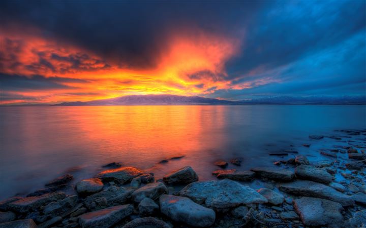Utah lake sunset MacBook Pro wallpaper