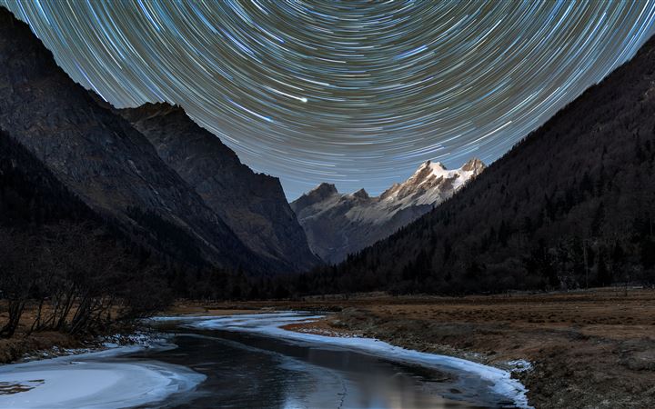 landscape photography of black mountains MacBook Pro wallpaper