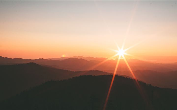 sunset from mountain range 5k MacBook Pro wallpaper