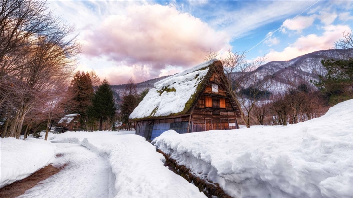 Village In Japan During Winter Mac Wallpaper