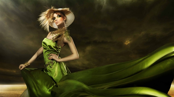 Girl In Green Dress Mac Wallpaper