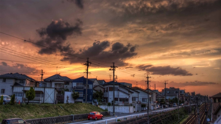 Sunset Okazaki Aichi Prefecture Japan Mac Wallpaper