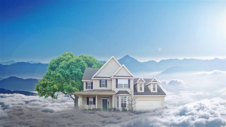 House In Clouds Mac Wallpaper