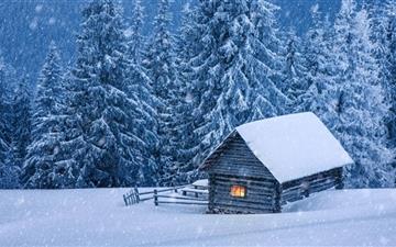 Snowy Forest Cabin All Mac wallpaper