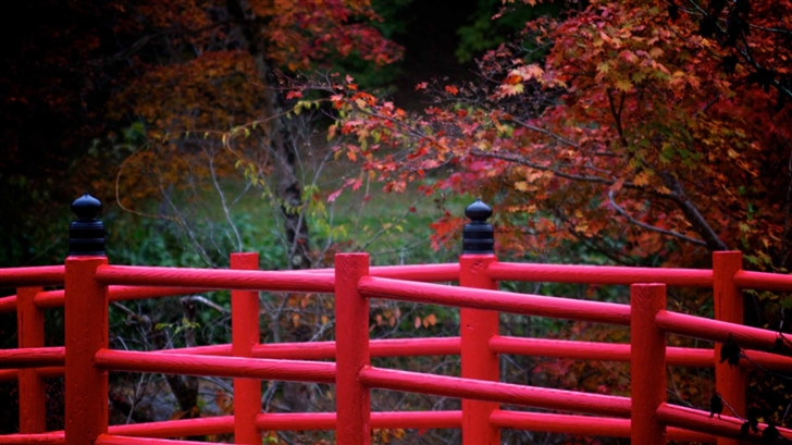 Red Japanese Bridge Mac Wallpaper