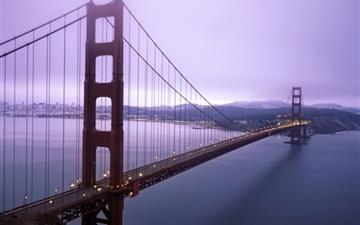 Violet Hour And Fog Surround The Golden Gate All Mac wallpaper