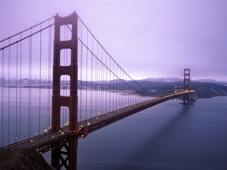 Violet Hour And Fog Surround The Golden Gate Mac Wallpaper