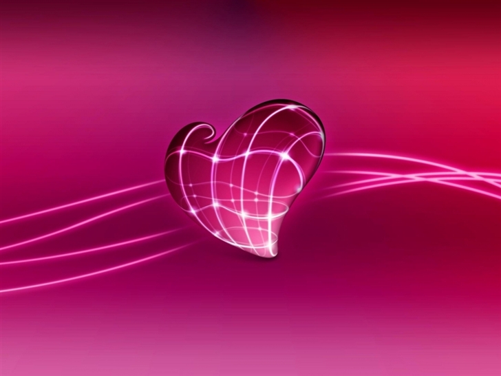 3D Pink Heart Mac Wallpaper