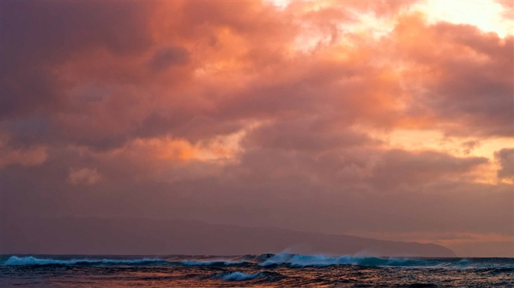Hawaii Waves Sunset Mac Wallpaper