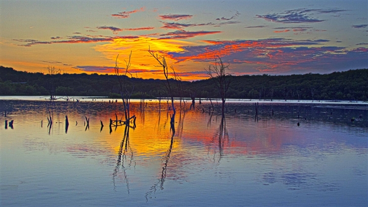 Sunset Reflection Clinton Lake Mac Wallpaper