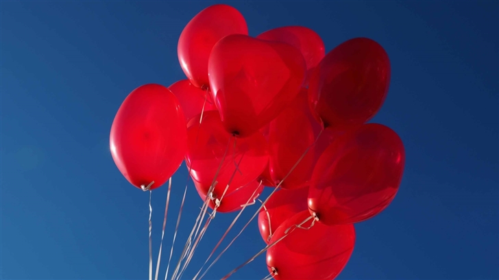 Red heart Balloons In The Sky Mac Wallpaper