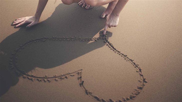 Heart Sand Beach Summer Love Mac Wallpaper