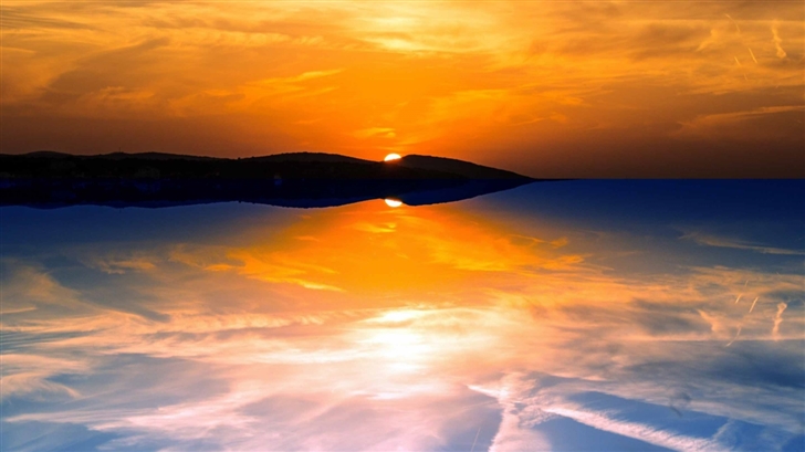 Orange Sky Reflected In A Calm Sea Mac Wallpaper