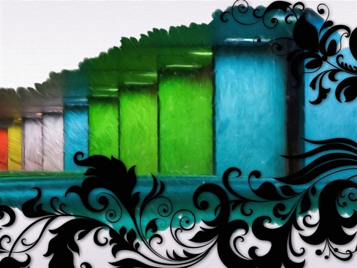 Swirls And Multicolored Bars Mac Wallpaper