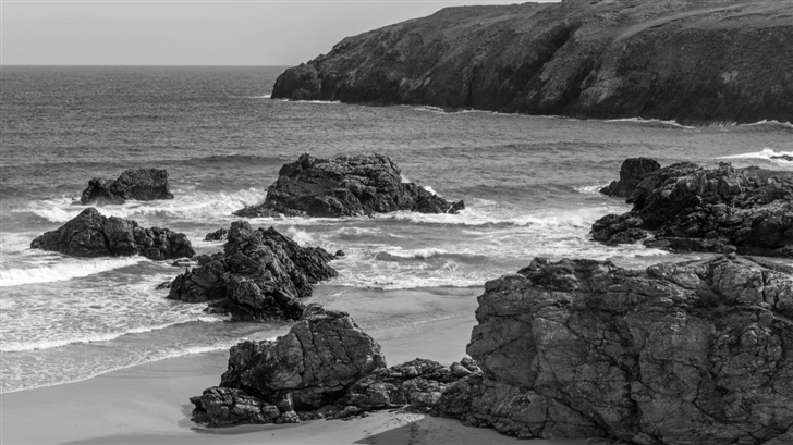 Sea Waves Beach Rocks Scotland Mac Wallpaper