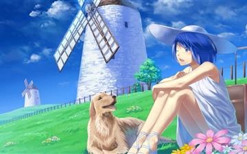 Anime Girl With Her Pet All Mac wallpaper