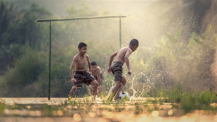 Asian Kids Playing Soccer Mac Wallpaper